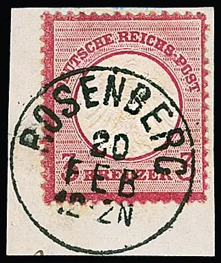 "Rosenberg", idealer nachverw. K1 auf Kabinettbriefstück 3 Kr. kl. Brustschild
