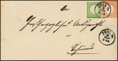 "Zell i.W.", klarer nachverw. K1 auf Brief mit 2 Kr. kl. und 1 Kr. gr. Brustschild, min. Mgl.