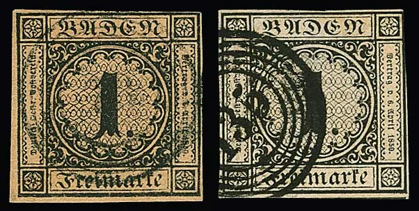 1 Kr. black/buff, small hinge scrape, photo cert. Stegmüller, as well as 1 Kr. black/brownish, well-margined cabinet piece, each used. Mi. 1320,-
