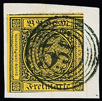 3 Kr. noir/jaune, découpé selon le type d'émission, sur fragment de lettre avec rare NS "51" (Graben) très net