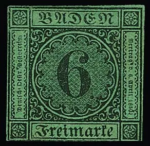 6 Kr. black/yellow-green, three sides full margin, unused with original gum, rare, exp. Stegmüller
