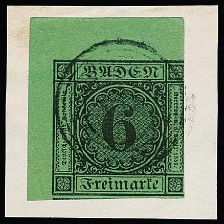 6 Kr. schw./gelbgrün, große linke obere Bogenecke auf Briefstück, rechts angeschnitten, Fotoexp. Stegmüller