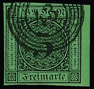 3 Kr. brown/green, nine often full to wide margin values, including luxury margin piece and red NS "150"