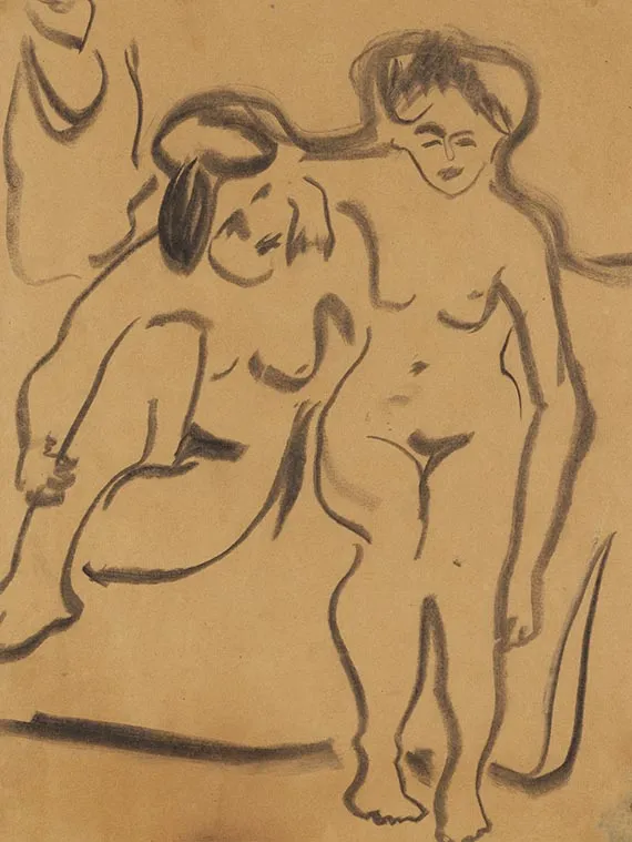 Ernst Ludwig Kirchner, Zwei weibliche Akte auf einem Diwan sitzend