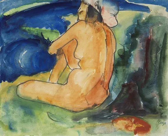 Max Kaus, Sedící žena u vody, 1921