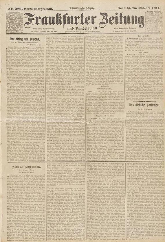 Gottfried Benn，Unter der Großhirnrinde。发表于《FAZ》1911年10月15日