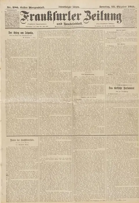 Gottfried Benn, Unter der Großhirnrinde. Articolo nella FAZ del 15 ottobre 1911