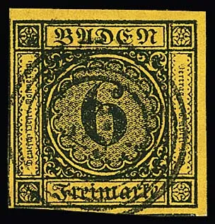 6 Kr. brown/yellow-orange, small upper right cabinet sheet corner with NS "33", and on cabinet letter piece with clear NS "16", signed Stegmüller or Flemming