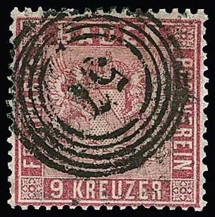 9 Kr. carmin, pièce de choix avec NS "57", photo expert Stegmüller. Mi. 220,-