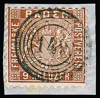 9 Kr. brun rougeâtre et brun pâle, deux pièces de cabinet oblitérées, une fois NS "149" clair, signé Seeger resp. Stegmüller. Mi. 300,-