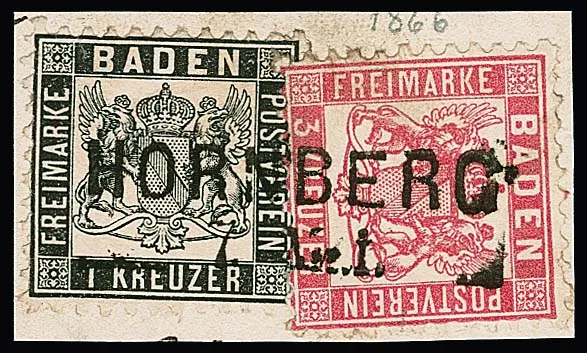 1 Kr. černá (4) a 3 Kr. růžová (14), celkem 14 částí dopisů s razítky L2, mj. "Neustadt" v modré a černé, "Buchen", "Haslach" atd.