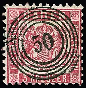 3 Kr. rosa/karmin, drei sehr schön gestempelte Luxusstücke, u.a. ideale NS "50" und "86"