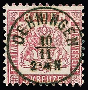 3 Kr. rosa, sechs Werte mit Einkreisstempeln, dabei feinstes Luxusstück mit K1 "Oehningen" ideal