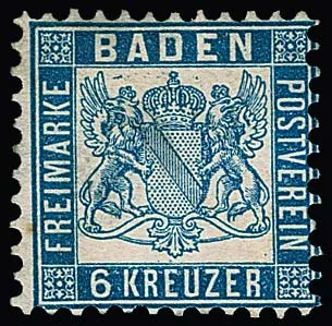 6 Kr. Prussian blue, unused, well-perforated cabinet piece, signed Englert, Engels. Mi. 750,-