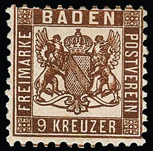 9 Kr. dark brown unused with tiny gum chips, well perforated Mi. 700,-