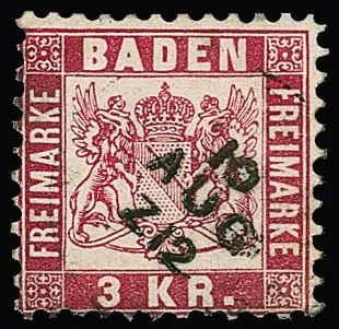 3 Kr. rosa mit ungewöhnlicher Entwertung durch aptierten Zugstempel nur mit Datum und Zug-Nr.