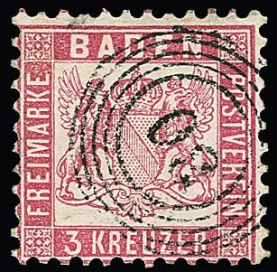 "30" (Dürrheim) on 3 Kr., 1st issue, and 3 Kr. rose perforated (one short tooth, rare on this issue, signed Unverferth)