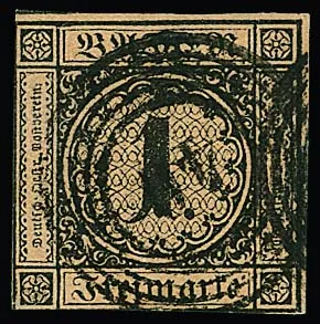 "40" (Ernstthal) on 1 Kr. pale/brownish, usual cut, unusual on this value