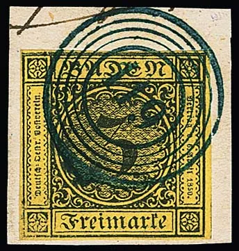 "119" (Rippoldsau) en bleu net sur fragment de lettre de cabinet 3 Kr. noir/jaune