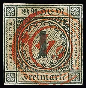 "119" (Rippoldsau) en rouge net sur 1 Kr. (min. Mgl.), rare sur ce timbre !