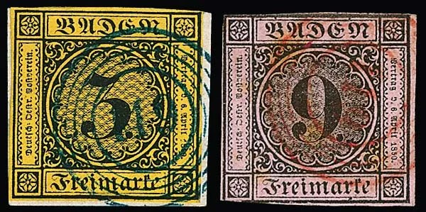 "119" (Rippoldsau) in black, blue and red (pre-cut) on three values