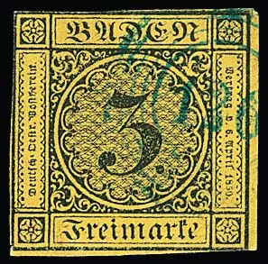 "126" (Schappach) in blau auf 3 Kr. schw./gelb