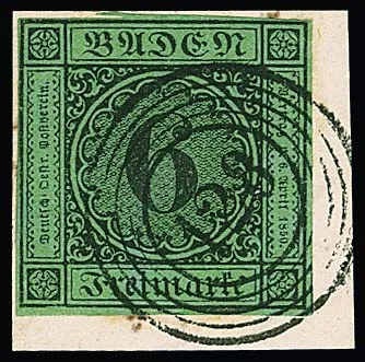 "128" (Schliengen) klar auf Kabinettbriefstück mit gut gerandeter 6 Kr. schw./gelbgrün