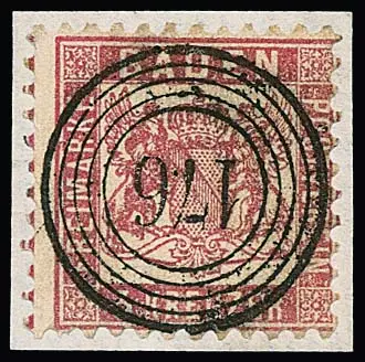 "176" (Bronnbach) gestochen klar und zentrisch auf Kabinettbriefstück 3 Kr. rosa, schöner Abschlag des seltenen Nummernstempels
