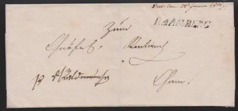 "Amberg", 1656, dekorativer Ortsbrief an den "Churfürsten" Ferdinand Maria von Amberg, dazu großer L1 "Amberg" auf datierbarem Brief 1793, sowie L1 "R.4.…
