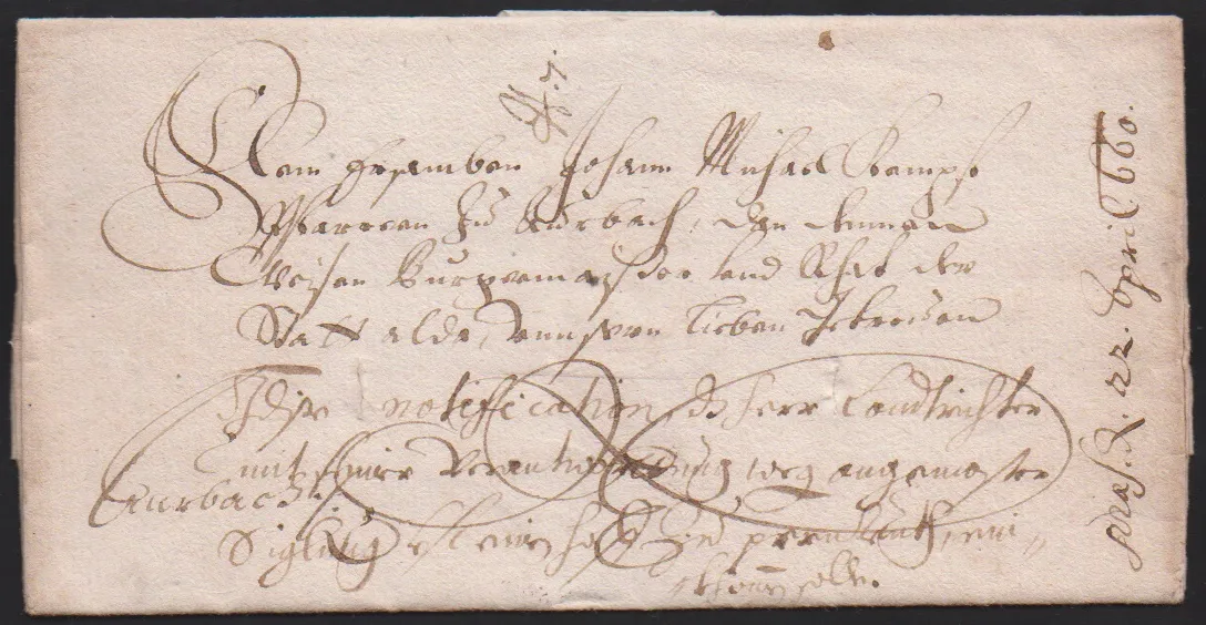 "Amberg", 1660, Schnörkel-Altbrief mit Inhalt und Briefkopf "Ferdinand Maria von Bayern"