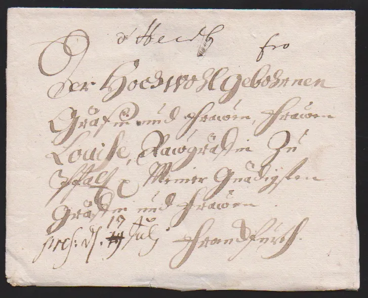 "Ansbach", 1782/99, zwei Briefe mit handschriftlichen Aufgaben, ferner der erste L1 "V. ANSPACH" in rot 1796 und schwarz (früh 1781) auf zwei Briefen, L1…