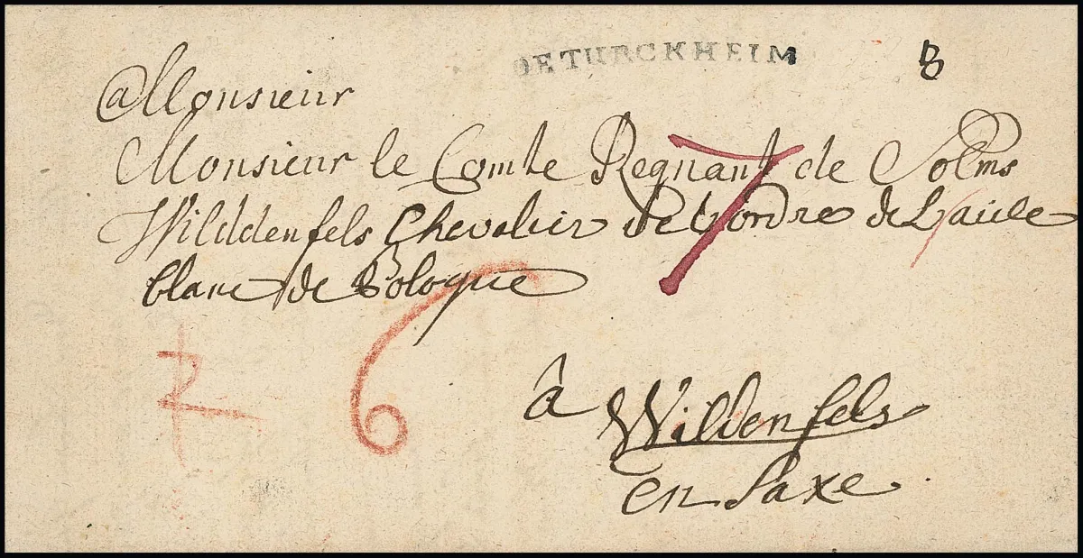 "Dürkheim", 1779/92, de eerste twee L1 "DE TURCKHEIM" en "DE DURCKHEIM" duidelijk op twee brieven met inhoud, Feuser 781-1, -2, 500,-