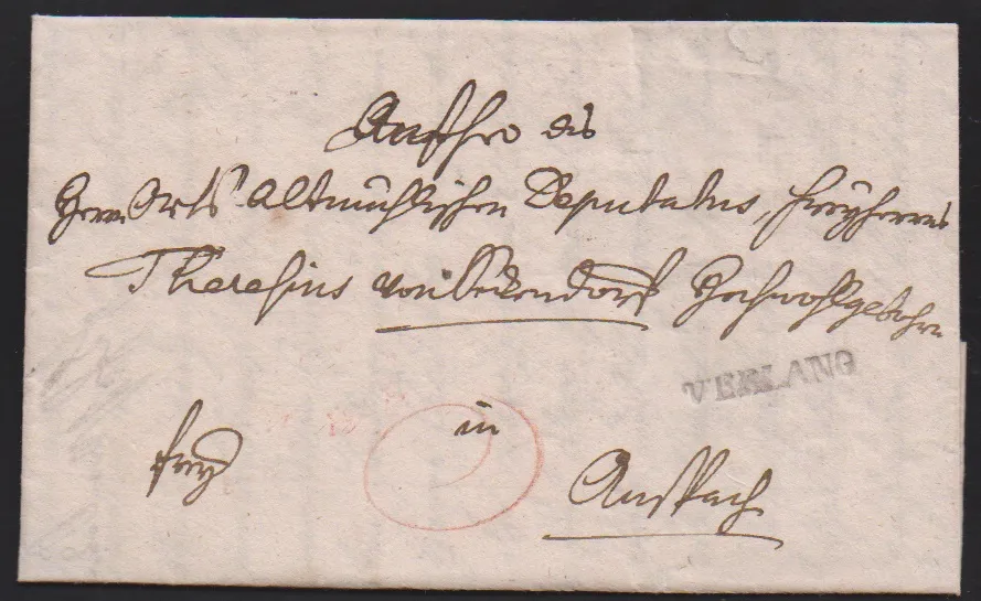"Erlangen", 1795, L1 "V. ERLANG" net sur lettre en franchise