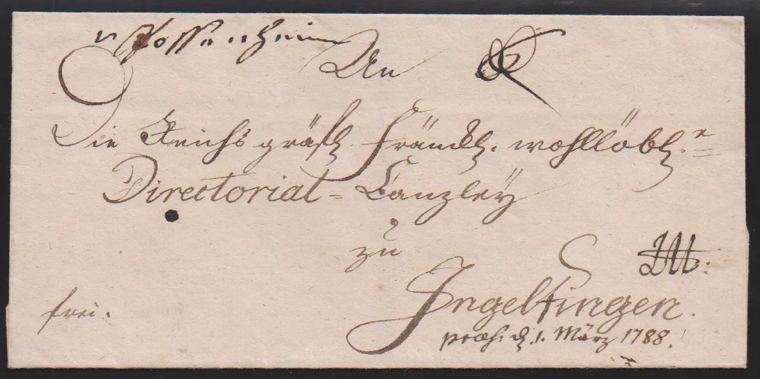 "Possenheim", 1788, handwritten dispatch "v. Possenheim" on letter, and clear first L1 "POSSENHEIM.R.3" on noble cover (1803)