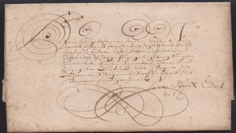 "Wasserburg", 1637, dekorativer Schnörkel-Altbrief mit Inhalt nach Penzing