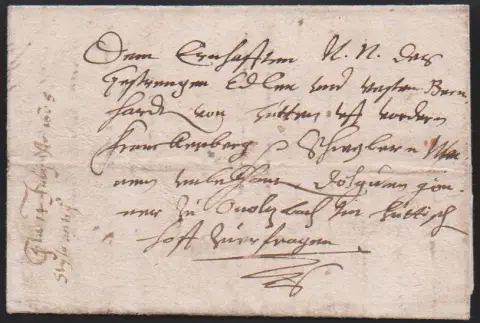 "Würzburg", 1608, früher Brief mit Inhalt an Bernhard von Hutten in Frankenberg p. Schleyen