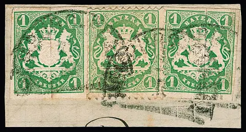 1 Kr. gelbgrün per zwei in wertgleicher Mischfrankatur mit gez. 1 Kr. bläulichgrün auf Prachtbriefstück mit HK von Homburg, sign. Brettl