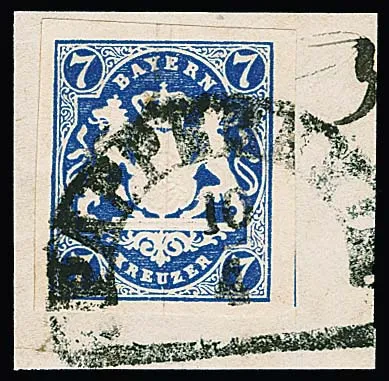 7 Kr. bleu roi sur fragment de lettre de cabinet avec HK de Pappenheim, expertise photo Stegmüller. Mi. 650,-