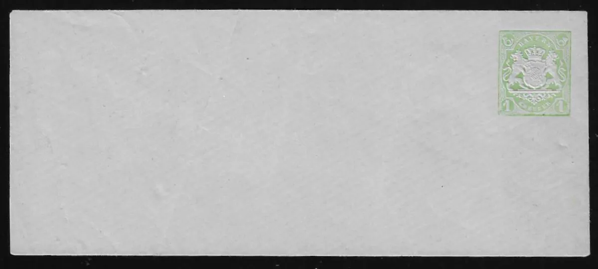 Entier postal sur commande privée, 1 Kr. vert sur bleuâtre, petit format, non oblitéré (traces de pliage)
