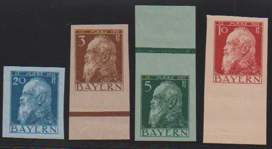 3 bis 20 Pfg. Ludwig in Type II ungezähnt postfrisch, sign. Mi. 255,-