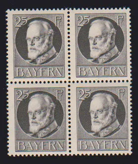 25 Pfg. Ludwig Friedensdruck im postfrischen Viererblock, Fotoexp. Helbig. Mi. 360,-