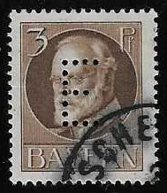 3 Pfg. Ludwig avec perforation "E" oblitéré, signé Pfenninger. Mi. 140,-