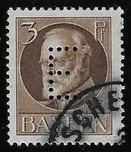 3 Pfg. Ludwig mit "E"-Lochung gestempelt, sign. Pfenninger. Mi. 140,-