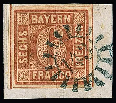 "143", gMR von Immenstadt in schwärzlichblauer Mischfarbe auf Kabinettbriefstück 6 Kr. braun, sign. Brettl