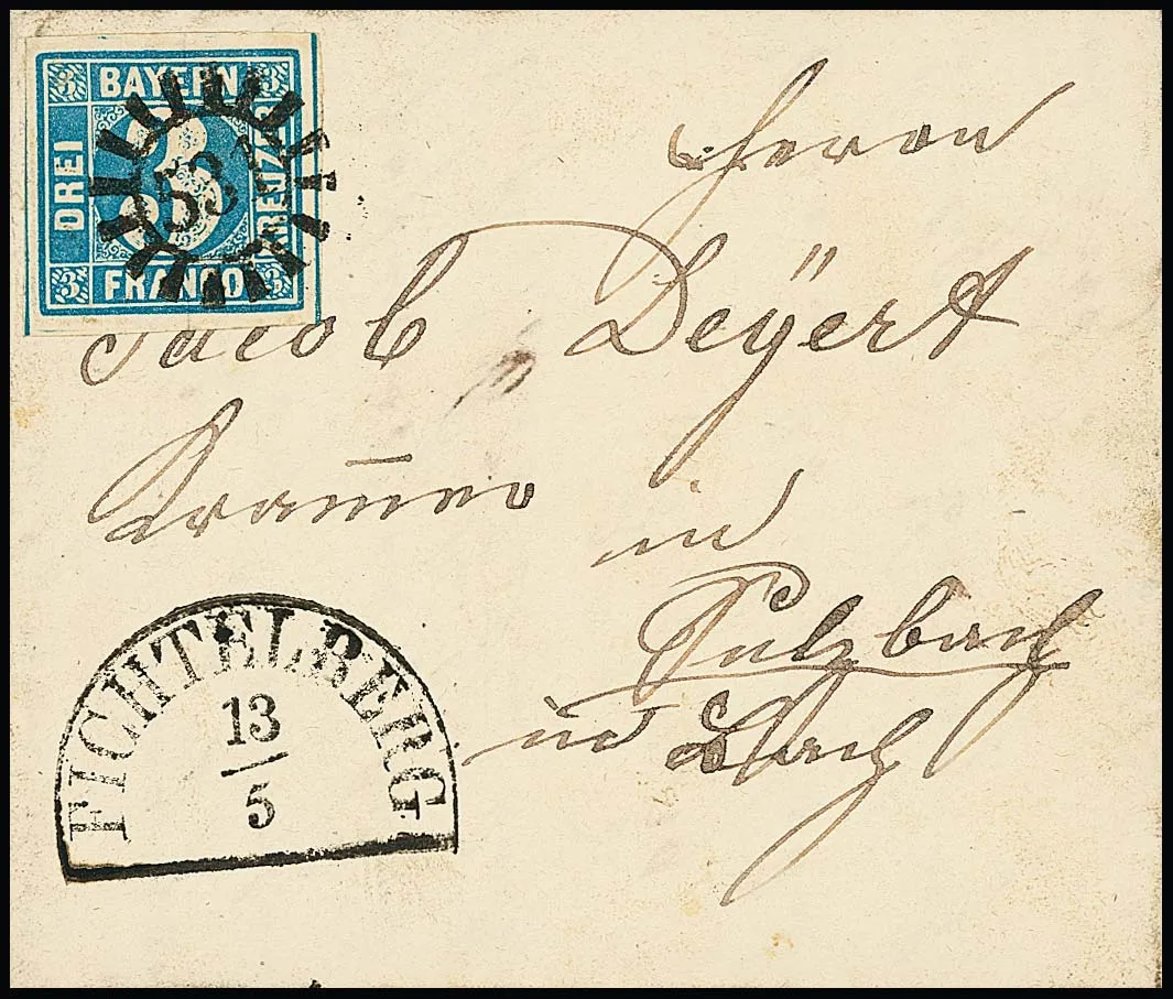"531", gMR with HK "Fichtelberg" clear on cabinet letter with 3 Kr. blue