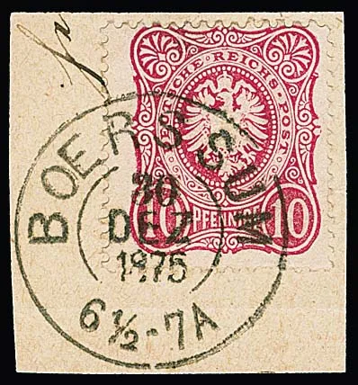 "Boerssum", cachet K2 réutilisé sur fragment avec 10 Pfge. en format large, signé Jäschke-L.