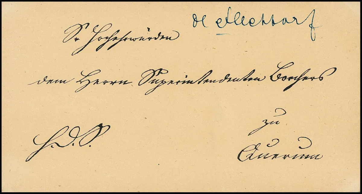 "Flechtorf", (1855), hs. "De Flechtorf" auf Postkutschenbrief nach Querum