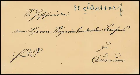"Flechtorf", (1855), hs. "De Flechtorf" auf Postkutschenbrief nach Querum