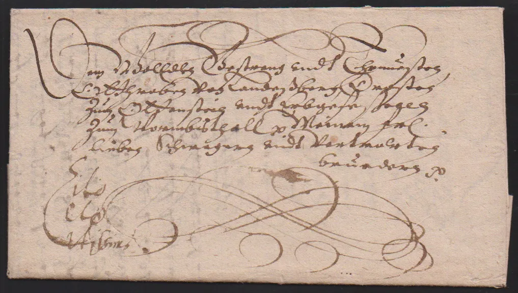 "Wolfenbüttel", 1625, raný zdobený dopis s obsahem