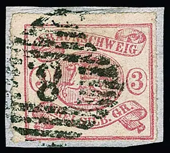 3 Sgr. karminrosa, Kabinettbriefstück mit NS "8" (Braunschweig), sign. Rohr, Fotoexp. Brettl. Mi. 650,-